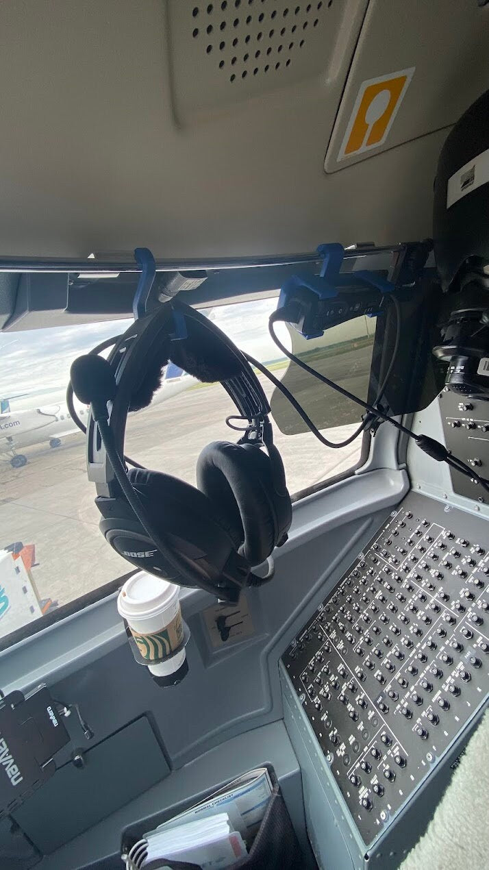 Bose A30 Q400 Dash 8 Headset Control Hanger and Hook Set Horizontal Orientation - LIFETIME GUARANTEE