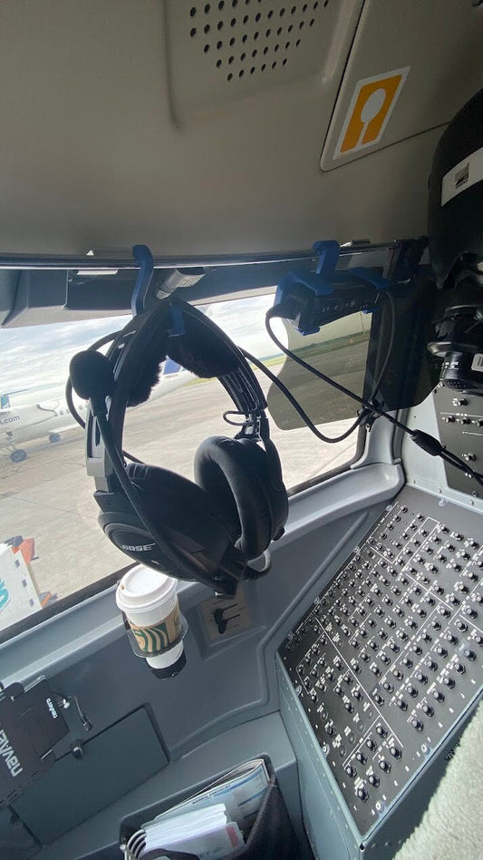 Bose A30 Lear 40 / 45 / 70 / 75 Headset Control Hanger and Hook Set Horizontal Orientation Bombardier Learjet - LIFETIME GUARANTEE